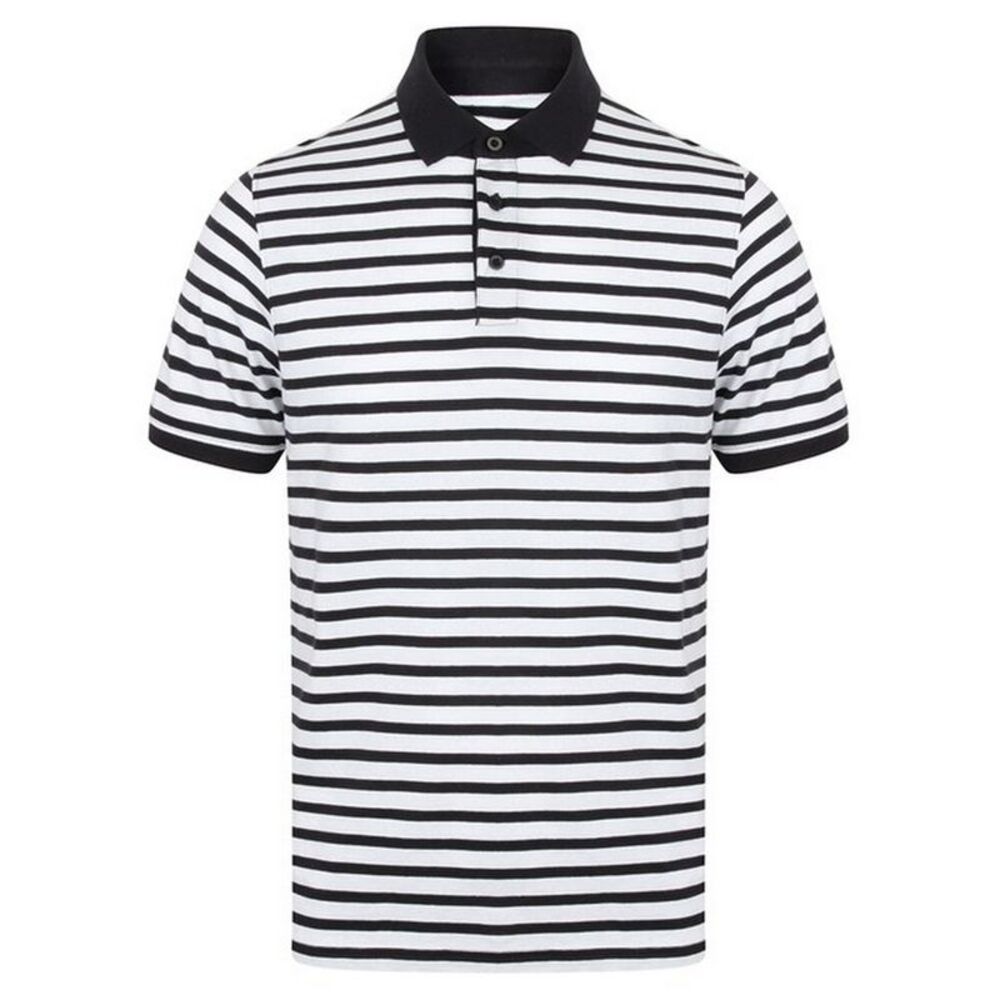 Front Row Unisex Adult Striped Jersey Polo Shirt / White/Navy